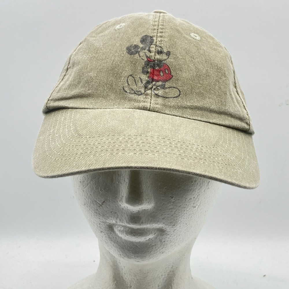 Disney Parks Mickey Mouse Hat Adult‎ Beige Baseball Cap Embroidered